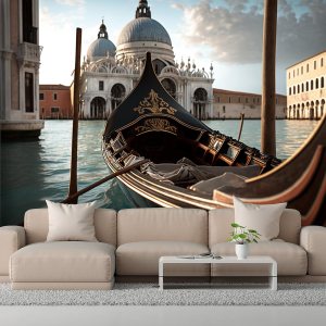 Papel tapiz con vista de góndola del canal de Venecia de Italia, arte mural de pared grande para dormitorio, oficina y sala de estar, papel adhesivo Papel tapiz con vista de góndola del canal de Venecia de Italia, arte mural de pared grande para dormitorio, oficina y sala de estar, papel adhesivo