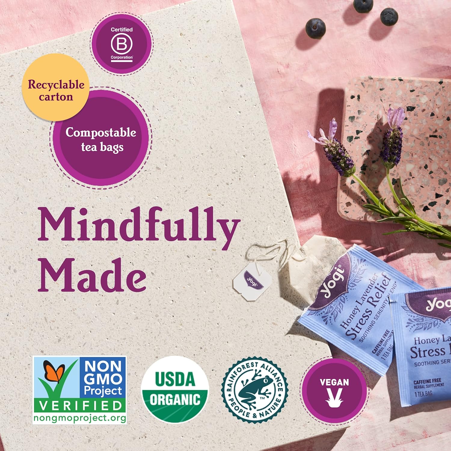 Yogi Té especiado Blackberry Focus Tea  16 bolsas de té por paquete (6 paquetes)  Té orgánico de mora para concentración con cafeína  Incluye hoja