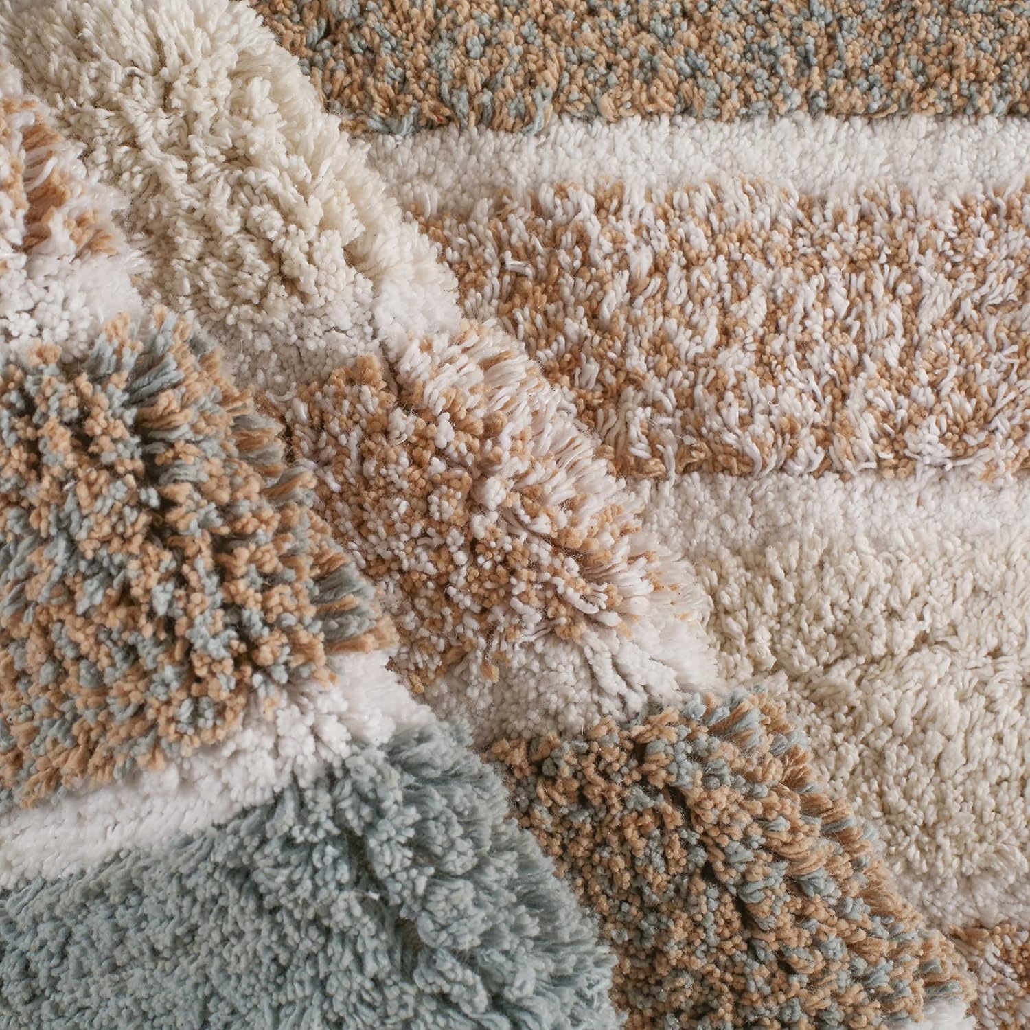THE BEER VALLEY Alpine Stripe – Alfombra de baño de 24 x 60 pulgadas, color gris beige, suave y absorbente, antideslizante, alfombra de baño larga,