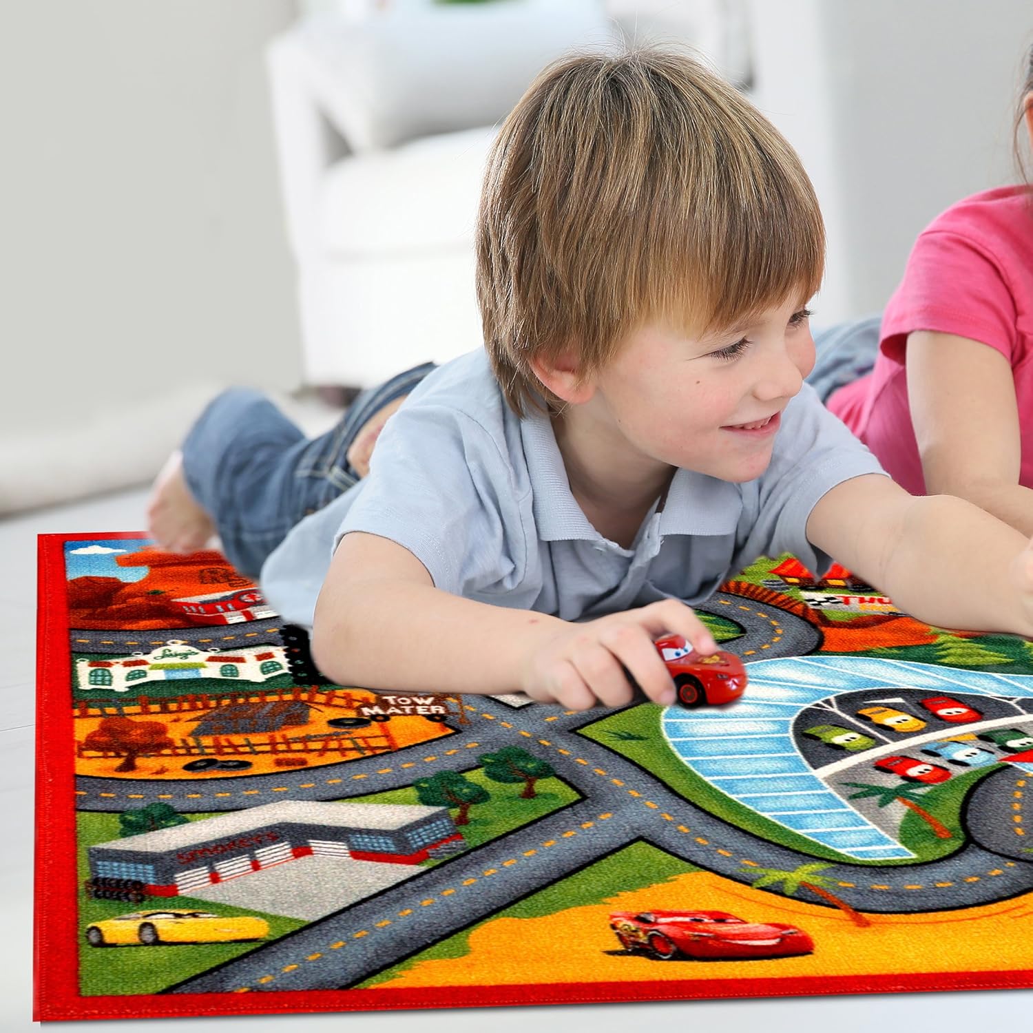 Disney Alfombrilla de Cars, el rayo McQueen HD, impresa, ideal para el área de habitación de los niños, decoración, ropa de cama, alfombras 5x 7,