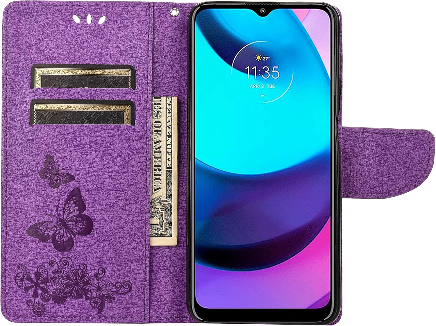 Mavis’s Diary Compatible con Motorola Moto E40 Moto E30 Moto E20 Funda cartera con tarjetero de cuero con relieve de mariposa con cierre magnético,