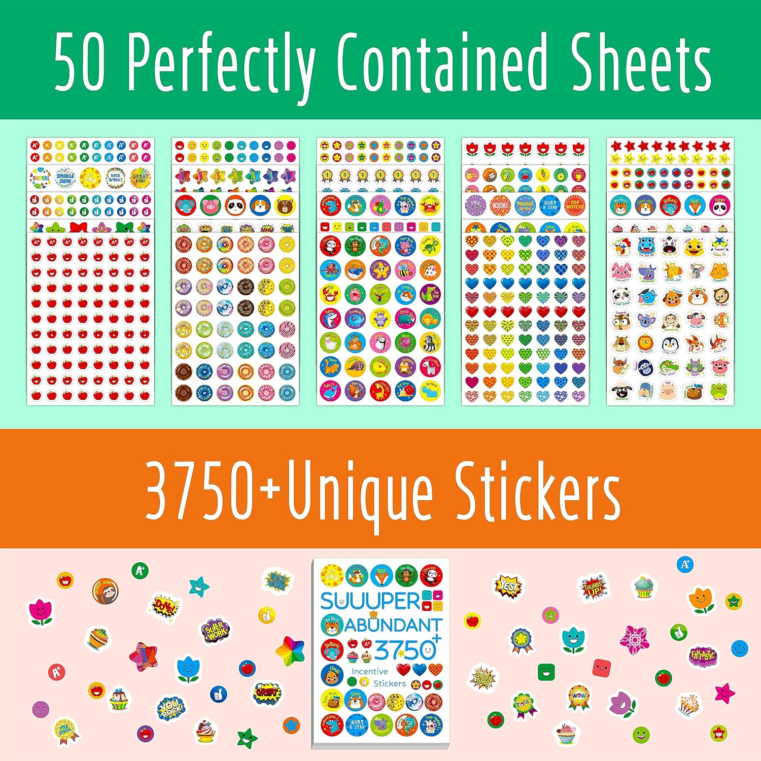 Suuuper – Más de 3750 calcomanías de motivo, más de 1200 diseños bonitos, divertidas calcomanías para manualidades, álbumes de recortes,