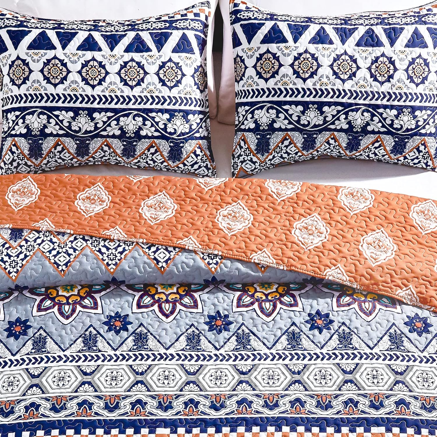 Juego de ropa de cama de lujo de 2 piezas tamaño individual, elegante y reversible, con funda de almohada, colcha a rayas bohemias, colcha de