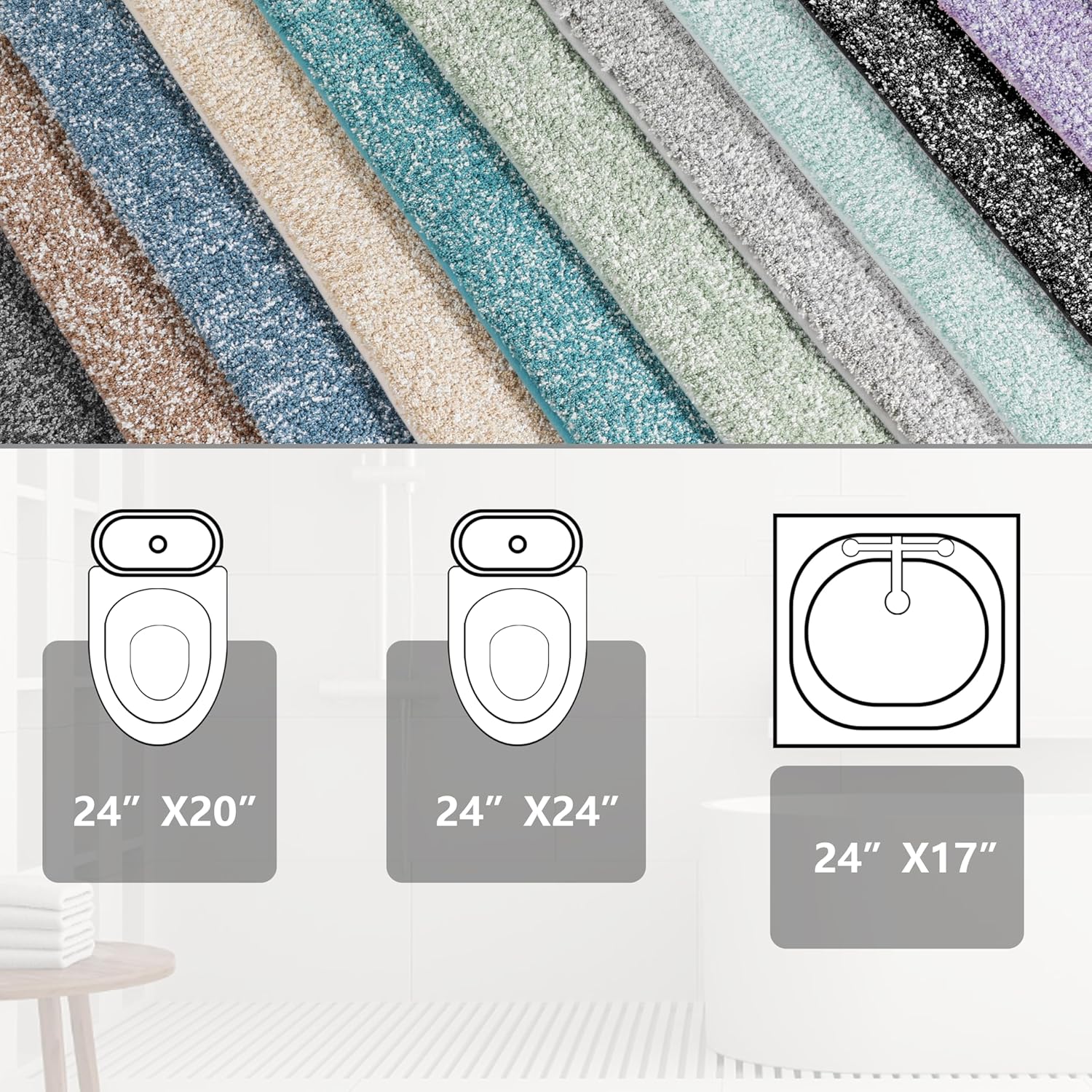 Yimobra Alfombras de baño, extra suaves y cómodas, antideslizantes, absorbentes de agua y gruesas, lavables a máquina, alfombras peludas para ducha