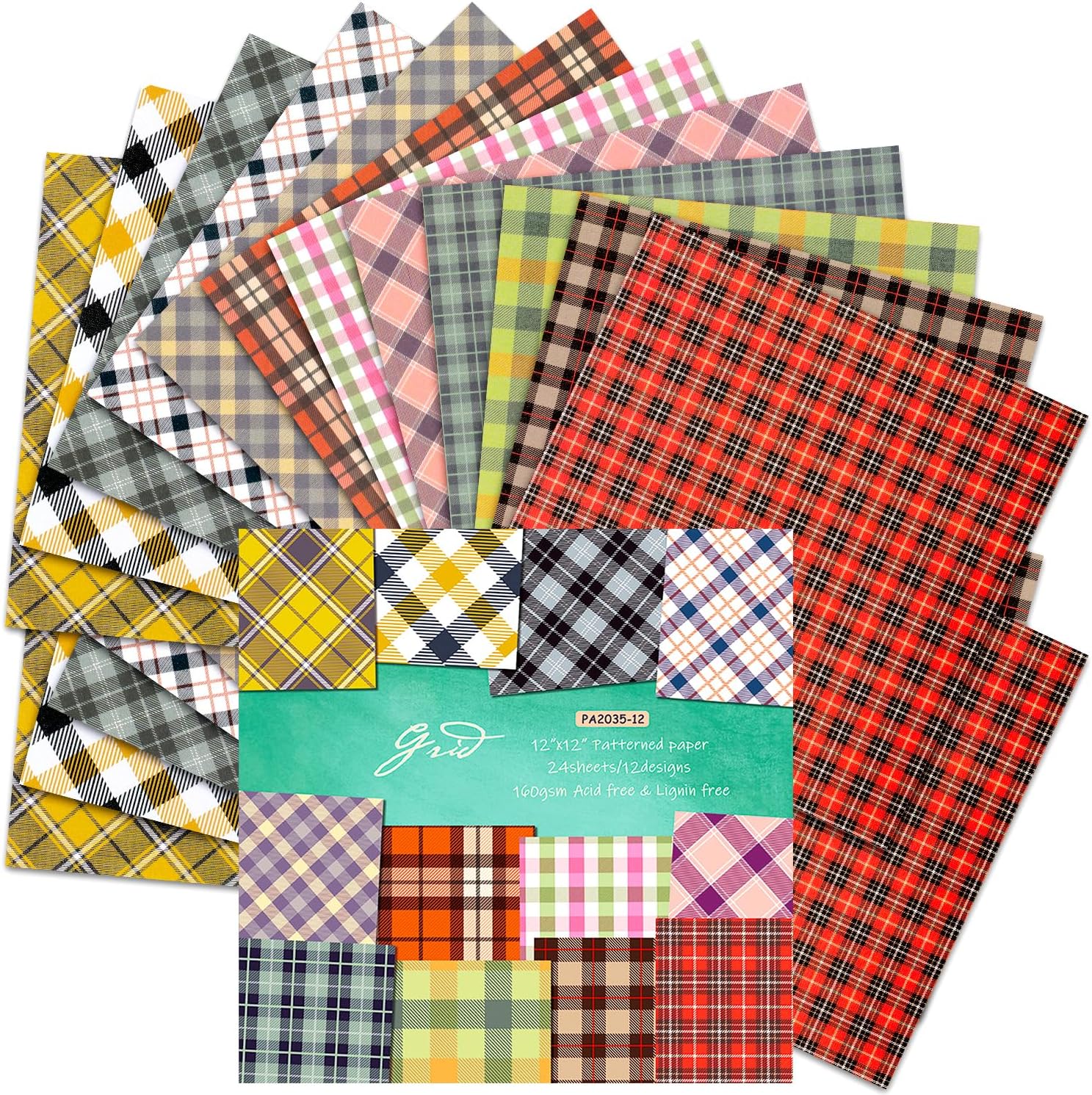 BLEDS Papel para álbum de recortes de 12 x 12 pulgadas, 24 unidades de suministros de papel para hacer tarjetas, bloc de papel básico para diario de