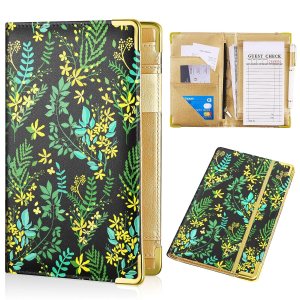 Libro de mesero para camarera, organizador de libros de cuero con bolsillo con cremallera para accesorios de camarera de restaurante, delantal de Libro de mesero para camarera, organizador de libros de cuero con bolsillo con cremallera para accesorios de camarera de restaurante, delantal de