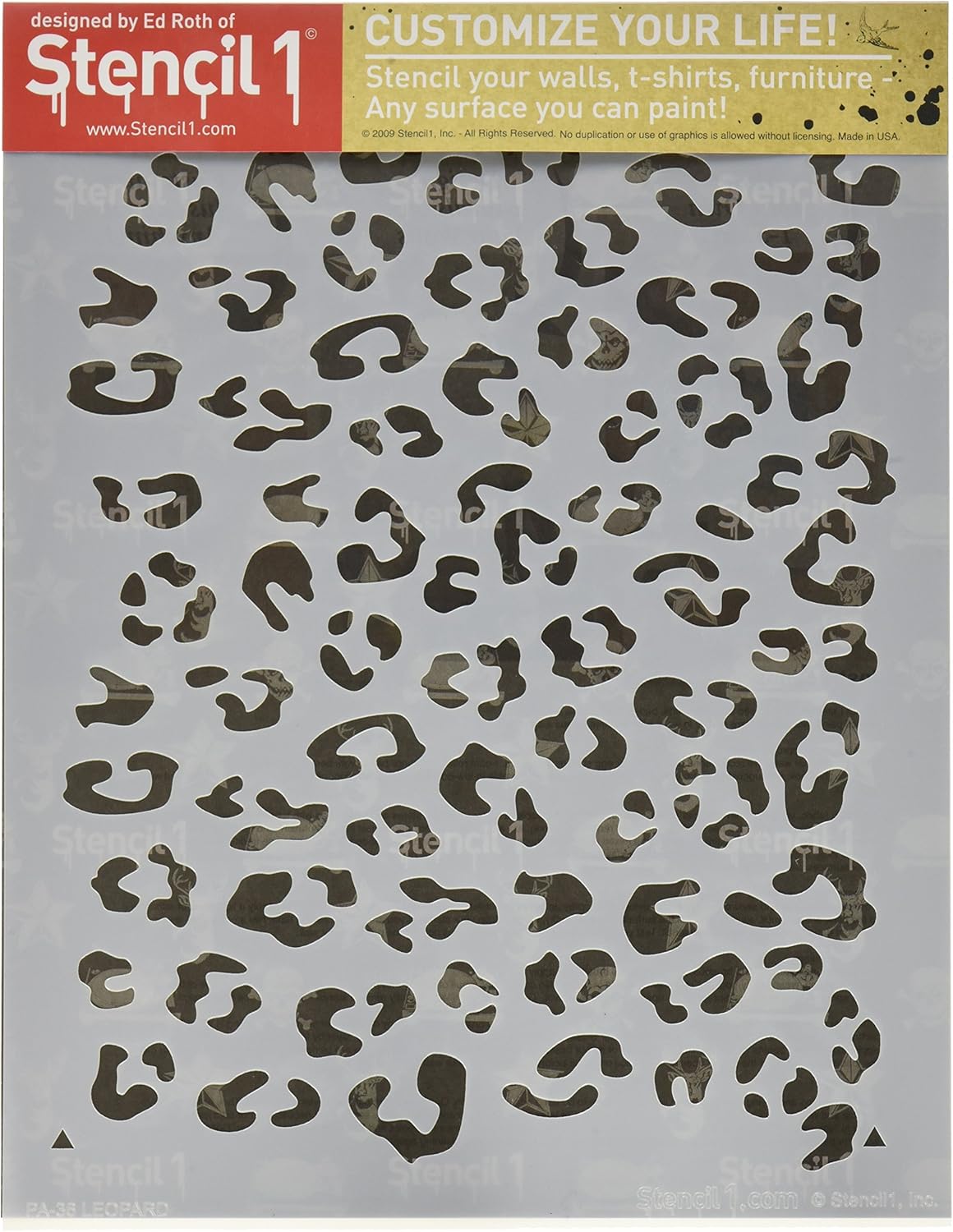 Stencil1 Plantilla de patrón de repetición de leopardo, plantillas reutilizables de calidad duradera para pintar, crea manualidades y decoración,