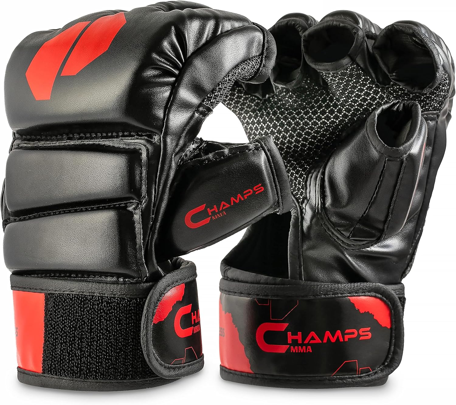 Champs MMA Guantes para hombres y mujeres, guantes UFC transpirables con soporte superior para la muñeca y absorción de impactos, guantes acolchados