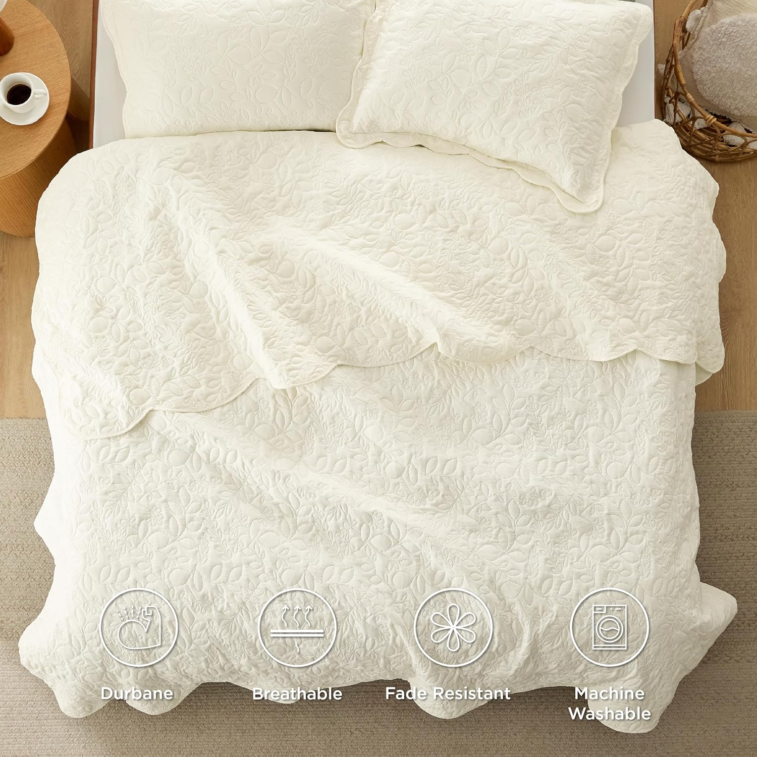 Bedsure Juego de edredón tamaño King  Juego de ropa de cama prelavado tamaño King  Colcha ultrasuave tamaño King  Colcha de color amarillo crema