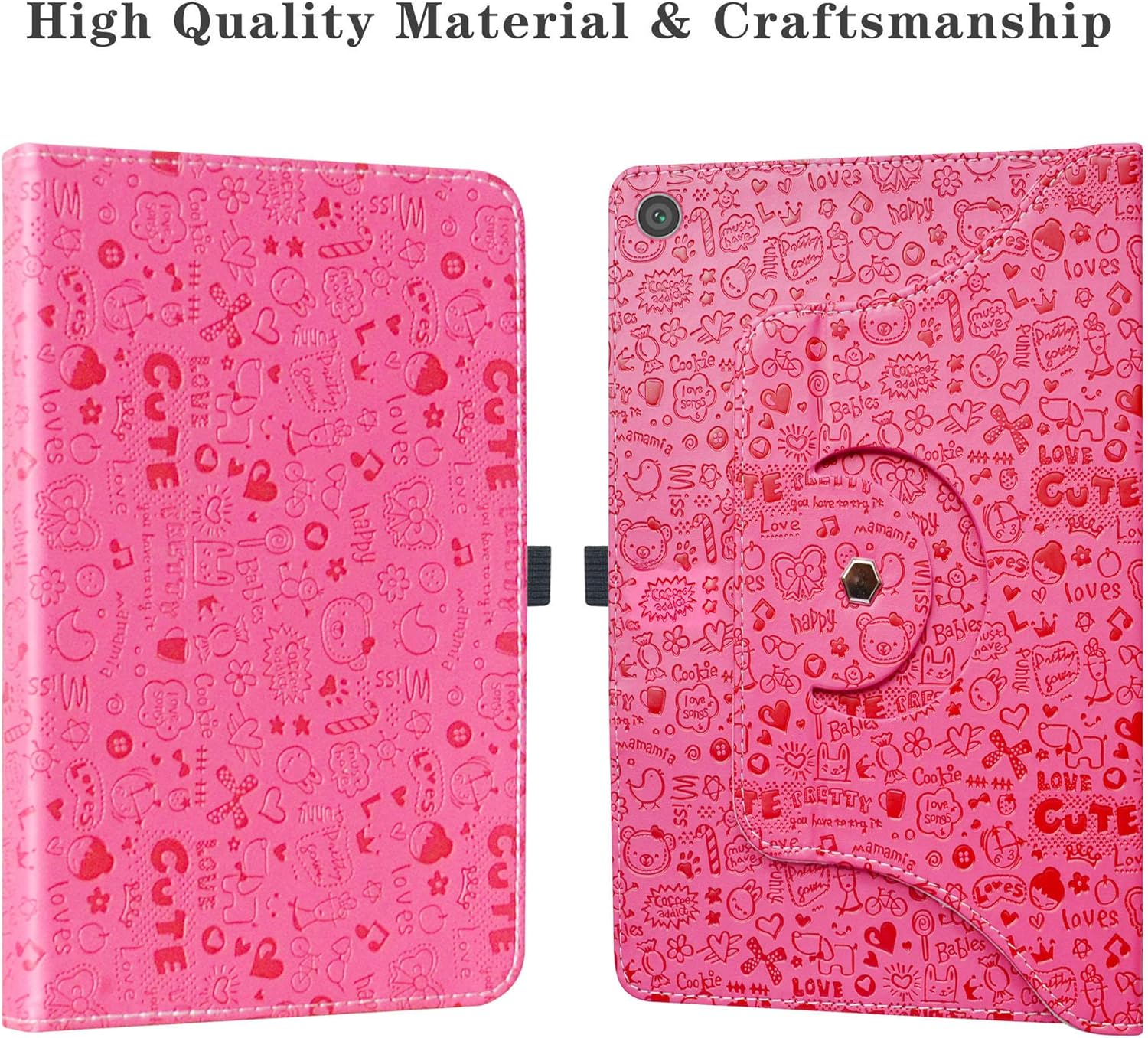 Funda giratoria compatible con LG G Pad 5, soporte de rotación de 360 grados, piel sintética con bonito patrón para tablet LG G Pad 5 10.1 T600 de