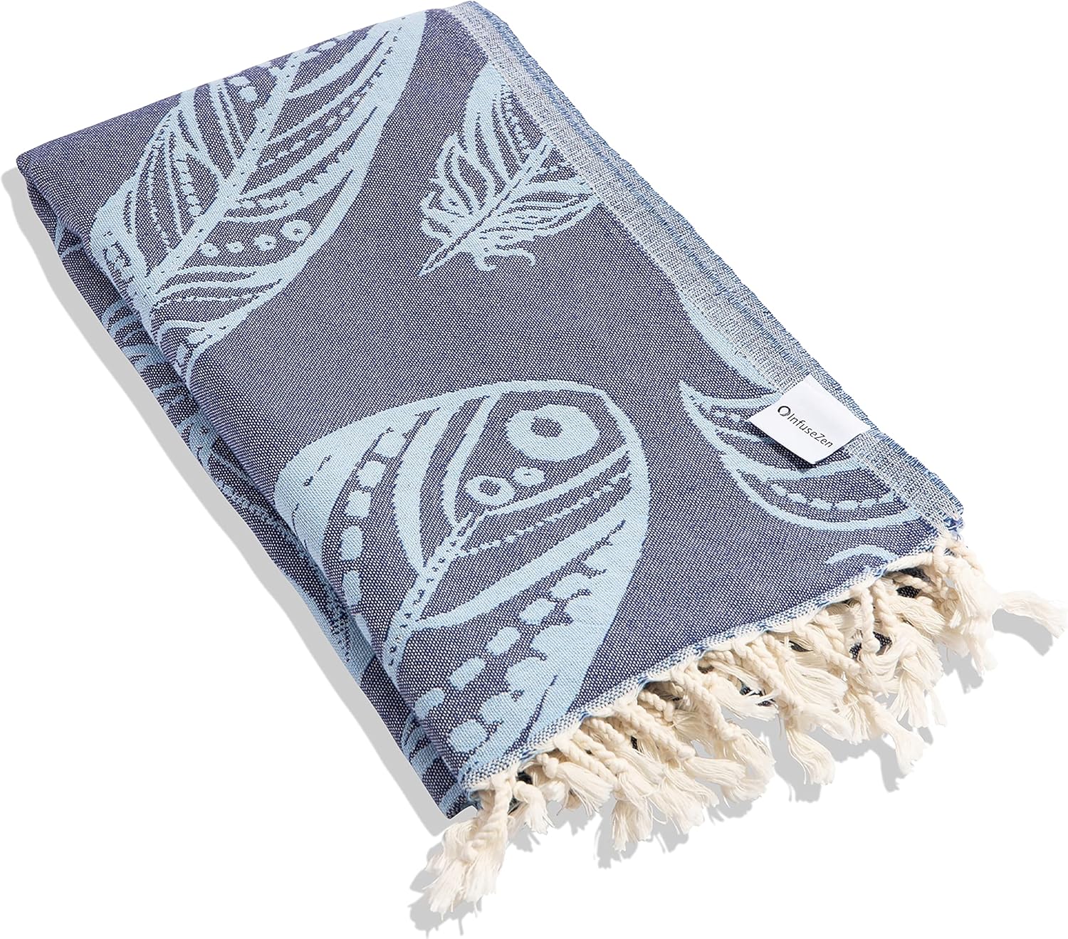 InfuseZen Toalla turca fina de plumas de pavo real, peshtemal bohemio chic de secado rápido, toalla de playa sin arena, toalla de baño absorbente,