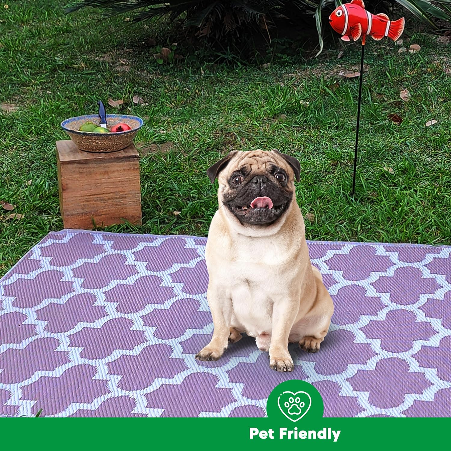 TAKSHA Alfombra escandinava de plástico reversible para interiores y exteriores, 5 x 7 pies, fácil limpieza, para patio, playa, porche, camping,