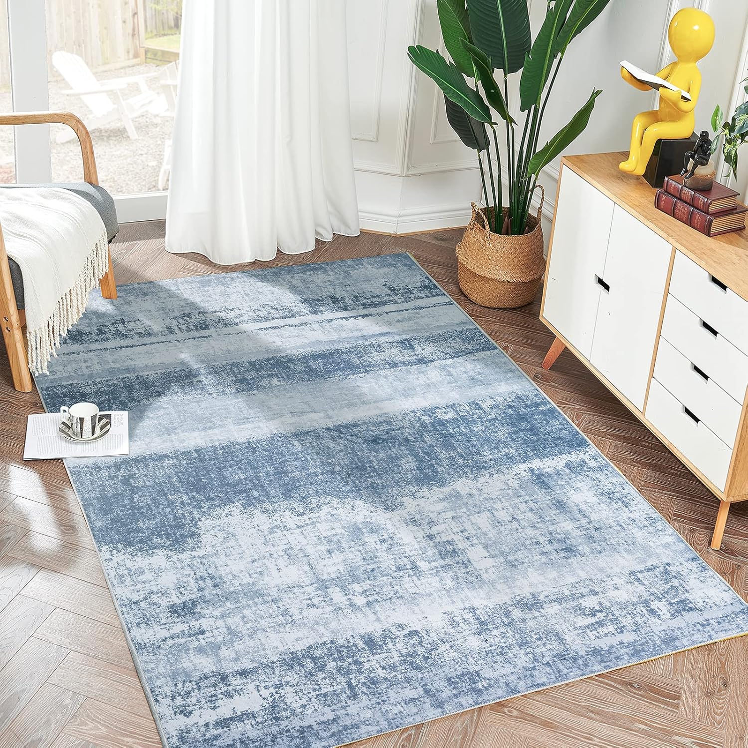 jinchan Alfombra de área lavable de 5 x 7 pies, moderna y abstracta, para interiores, contemporánea, alfombra fina para cocina, baño, alfombra suave