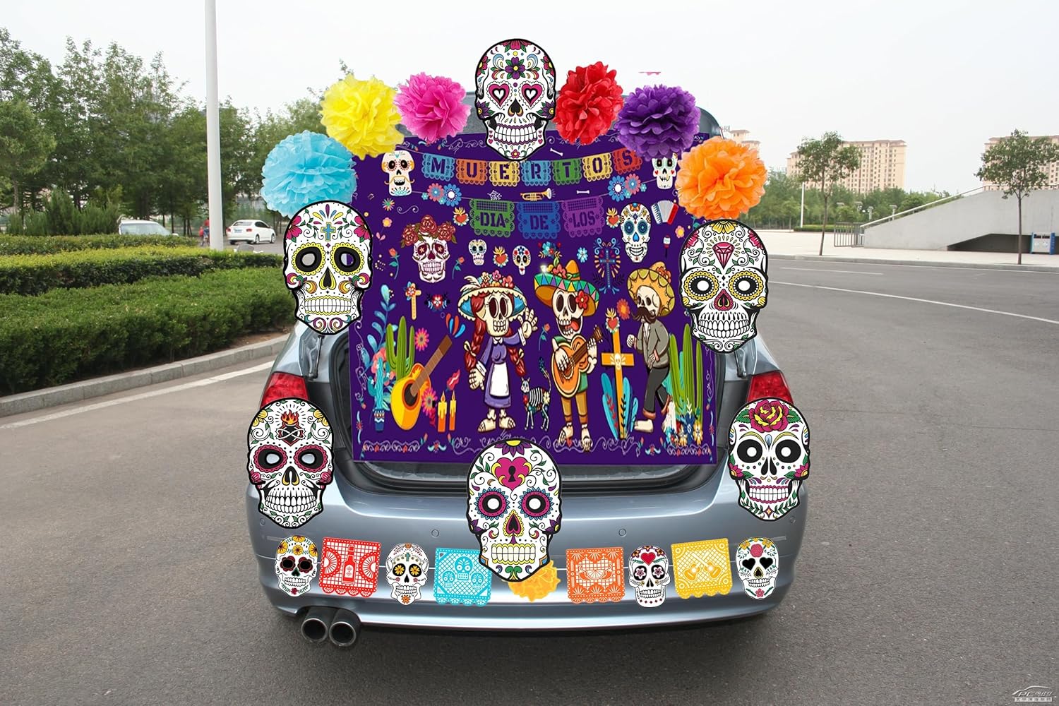 Kit de decoración de Halloween para tronco o golosina para auto, decoración de fiesta de Halloween al aire libre, Día de los Muertos, decoración de