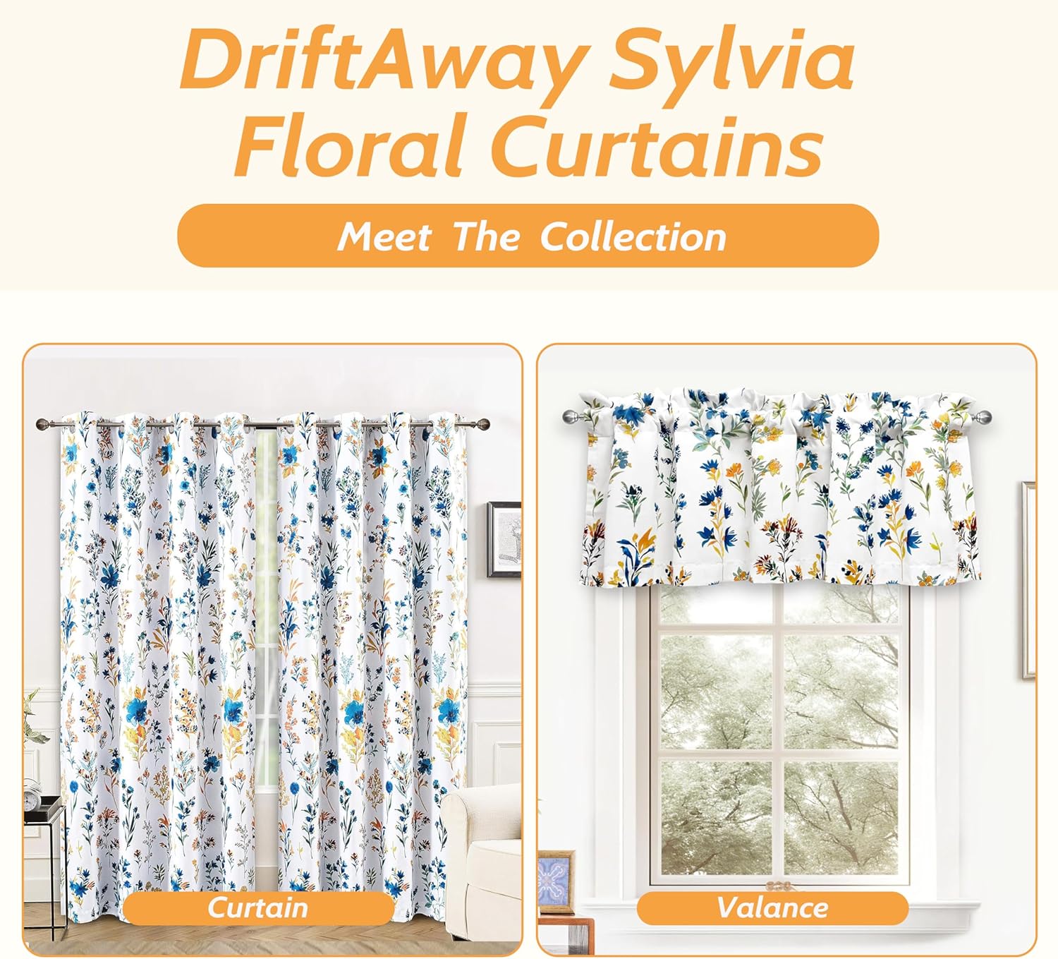 DriftAway Cortinas florales para dormitorio, 36 pulgadas de largo, para sala de estar, cortinas opacas forradas, con aislamiento térmico, ojales