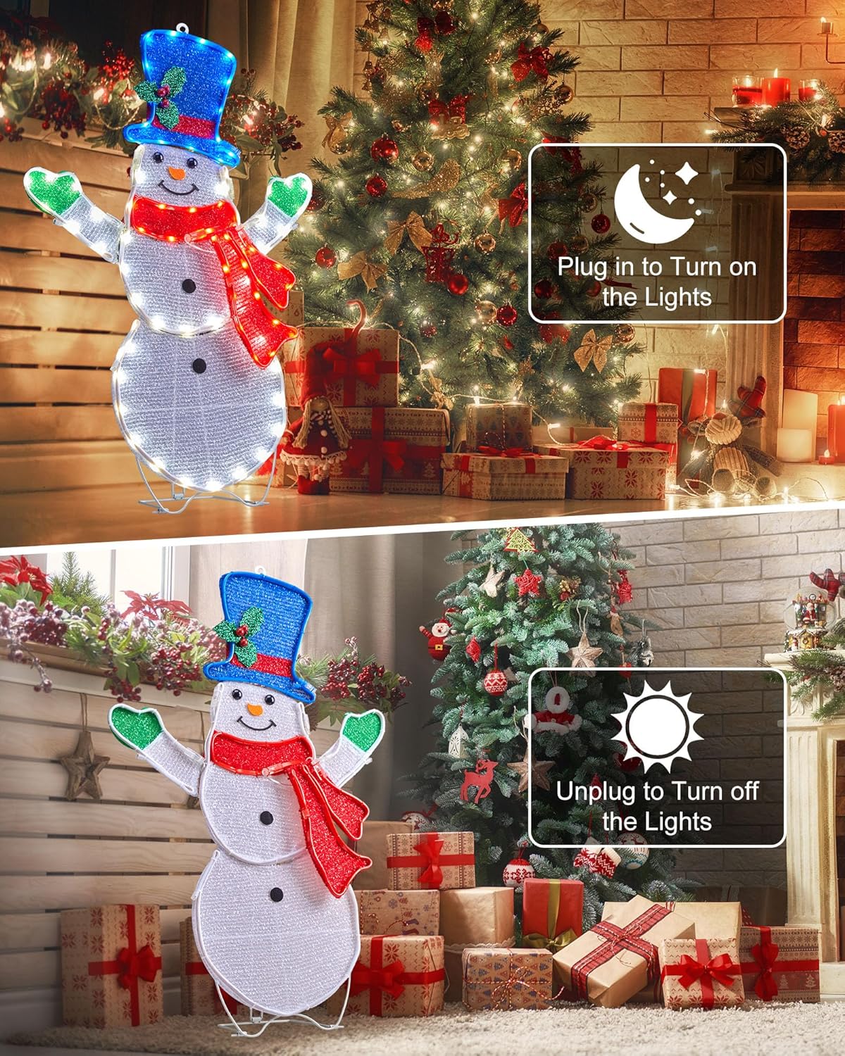 Decoraciones navideñas de muñeco de nieve para exteriores, patio, jardín, hogar, césped, 31.5 pulgadas, luces LED para exteriores, decoraciones de