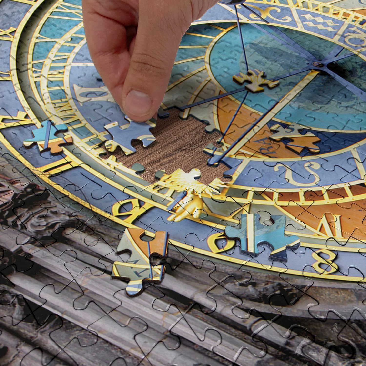 Ambesonne Rompecabezas de reloj, reloj astronómico de Praga en el casco antiguo, un hito medieval europeo de la ciudad, actividad divertida de