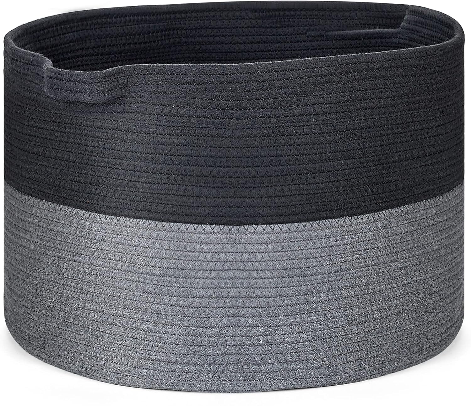 Cesta para manta, cesta de cuerda de algodón de 20 x 20 x 13 pulgadas para sala de estar, canasta de almacenamiento de juguetes para bebé, cesta