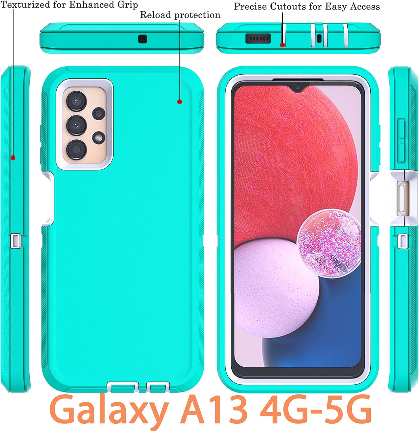 YmhxcY Funda para Samsung Galaxy A13 4G-5G con película a prueba de explosiones 2 unidades y película protectora de pantalla de lente de cámara 2