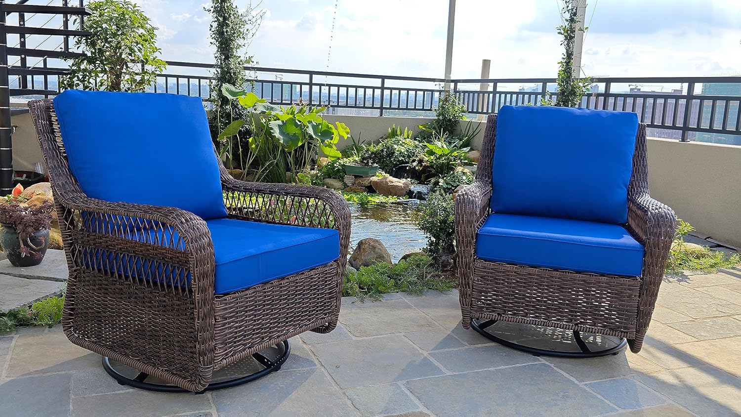 Juego de cojines para sillas de patio, cojines de asiento para exteriores de 24 x 24 pulgadas, cojines de patio para muebles de exterior