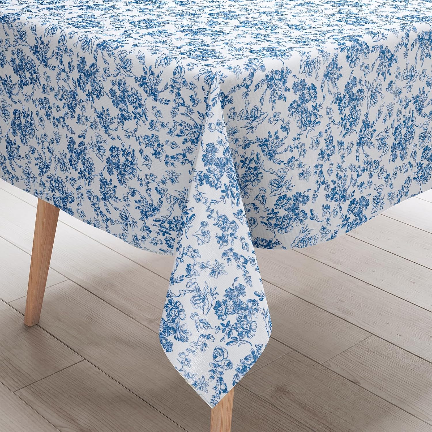 Mantel rectangular vintage azul y blanco, mantel floral azul rústico, lavable, resistente a las arrugas para restaurantes, picnic, comedor en
