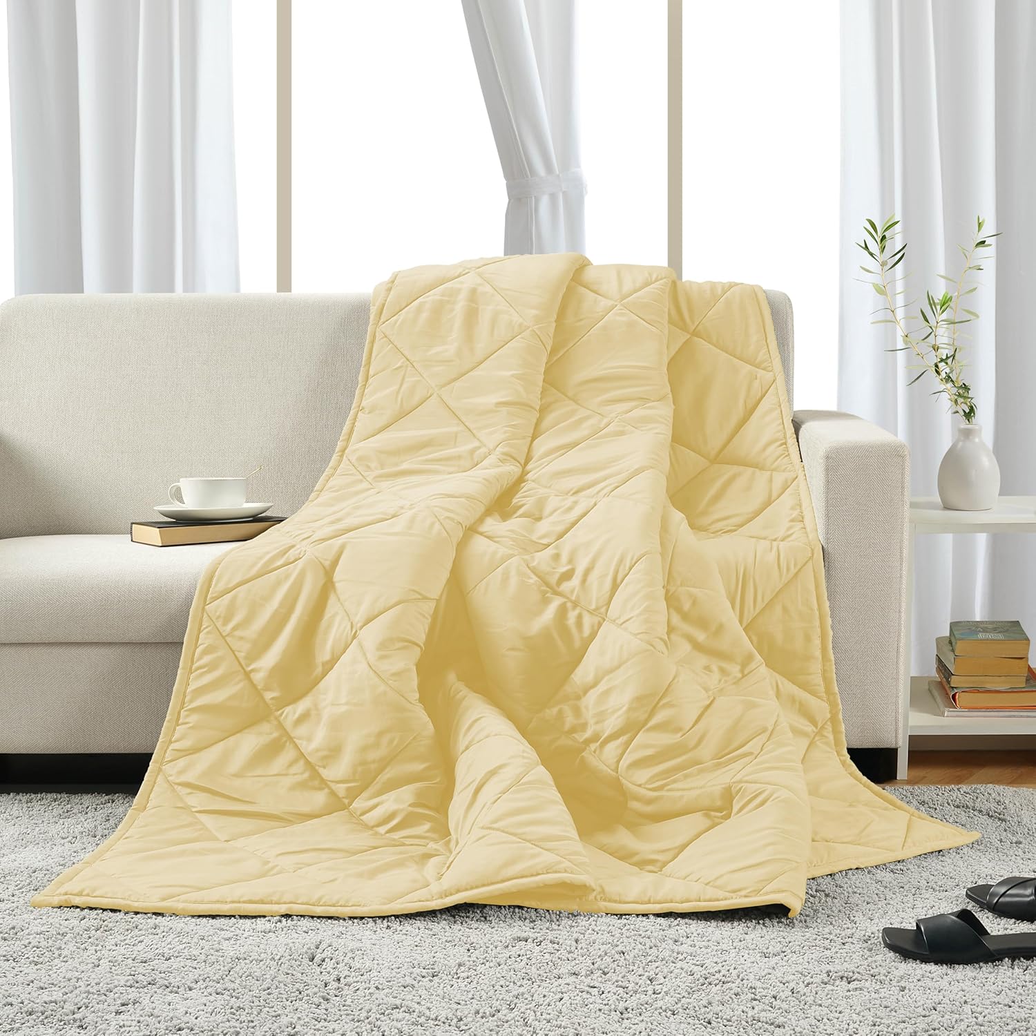 LANE LINEN Manta refrescante tamaño Queen, manta Queen para cama, manta para sofá, acogedora manta ligera de verano, manta transpirable para