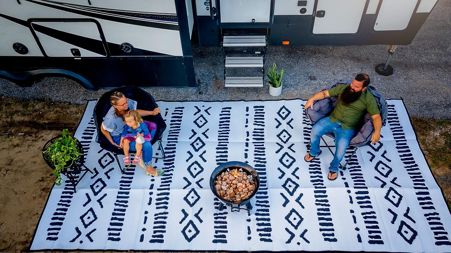 Glamplife Alfombra reciclada impermeable para caravana, alfombra de exterior de 8 x 16 pulgadas para camping  Alfombras de exterior para patio