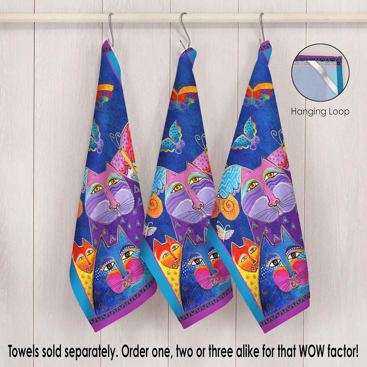 RainCaper Laurel Burch Flutterbyes – Toallas de cocina de 18 x 28 pulgadas, 1 CT  100% algodón súper suave y absorbente