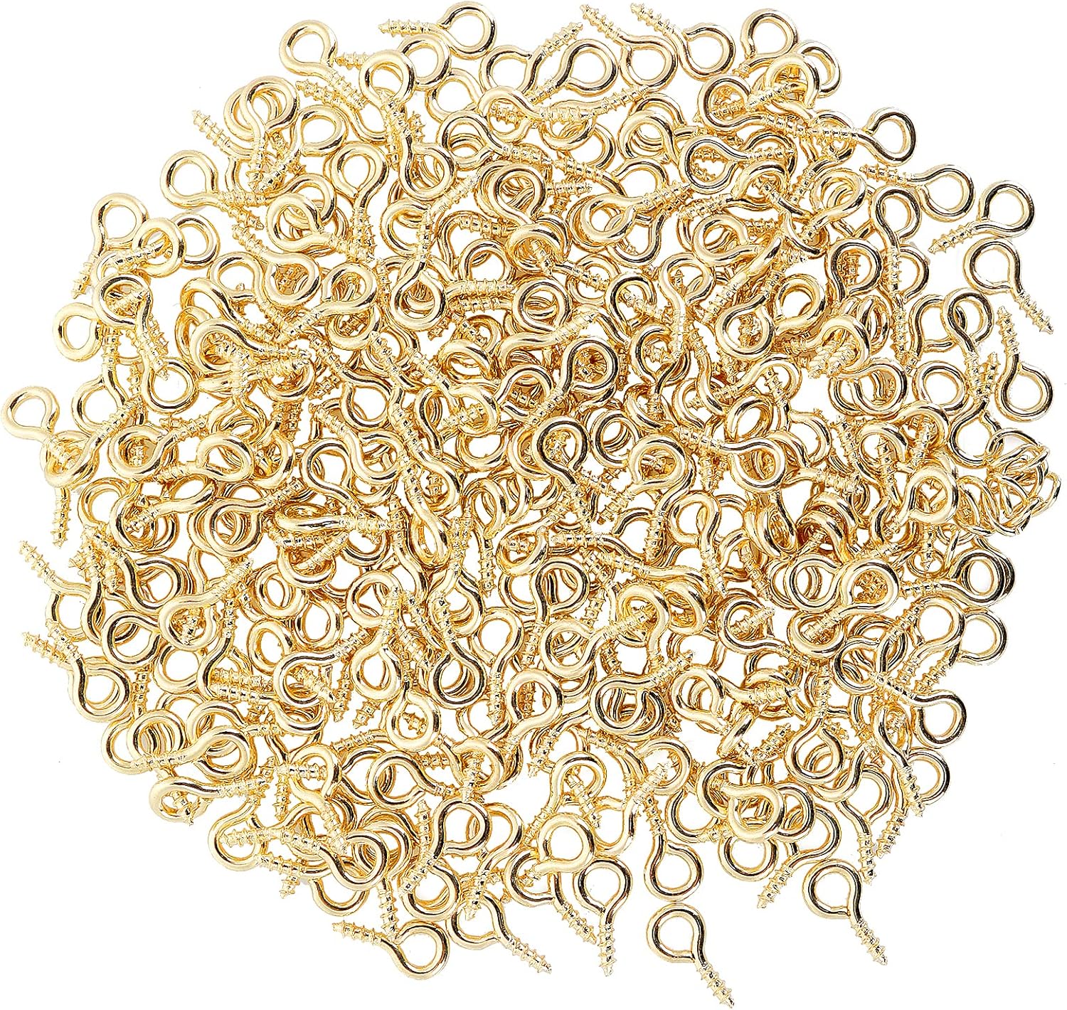 300 pines de tornillo para hacer joyas, ganchos de ojo pequeños, ganchos dorados para tornillos de ojo, con roscas, mini broches de tono dorado,