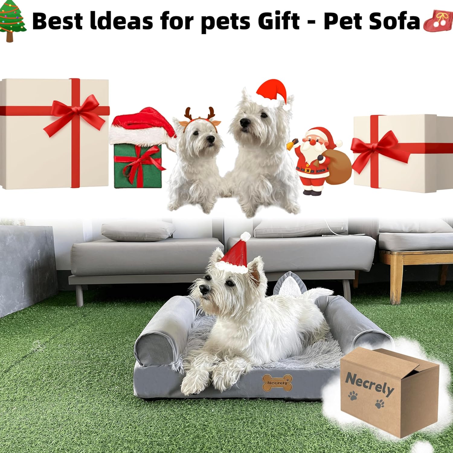 Camas para perros pequeños, medianos y grandes, sofá cama para perros con forro y parte inferior antideslizante de 27.6 x 19.7 x 5.9 pulgadas. Sofá