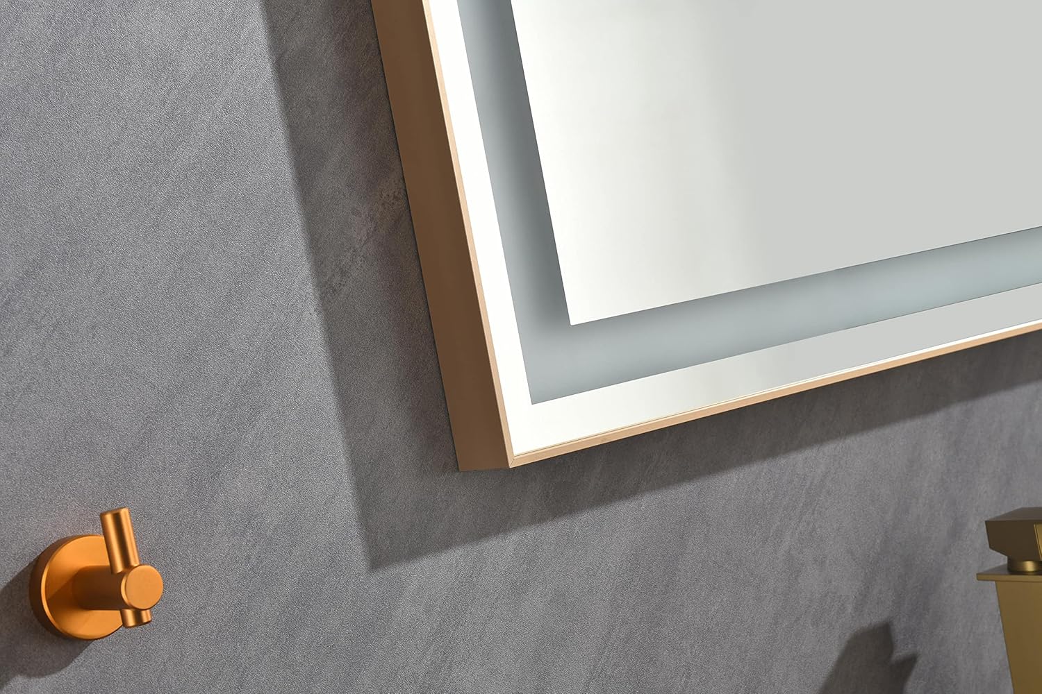 HomSof Espejo de baño LED doble, 60 x 48 pulgadas, frontal y retroiluminado, espejo de tocador de pared regulable sin escalones con antiniebla, a