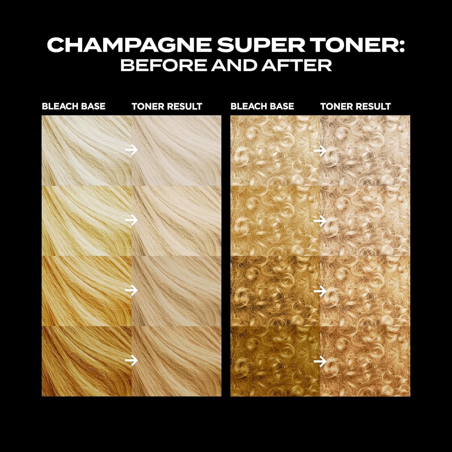 BLEACH LONDON Kit de tóner champán, eliminación de latón amarillo, fórmula de deposición de color para base de rubio champán, para cabello rubio y