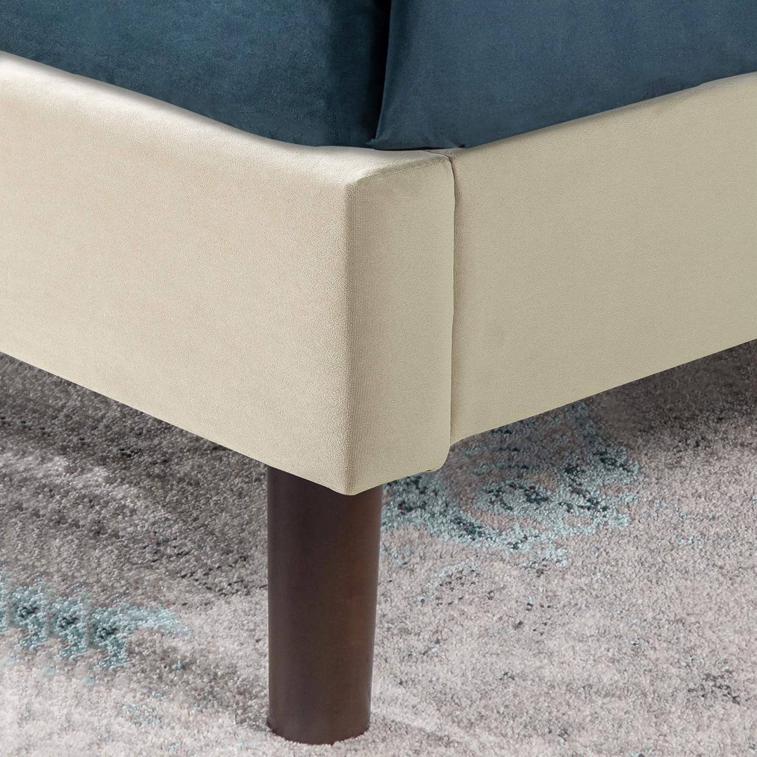ZINUS Shalini – Base de cama tapizada con plataforma, base de colchón, soporte de listones de madera, no necesita somier, fácil montaje, color