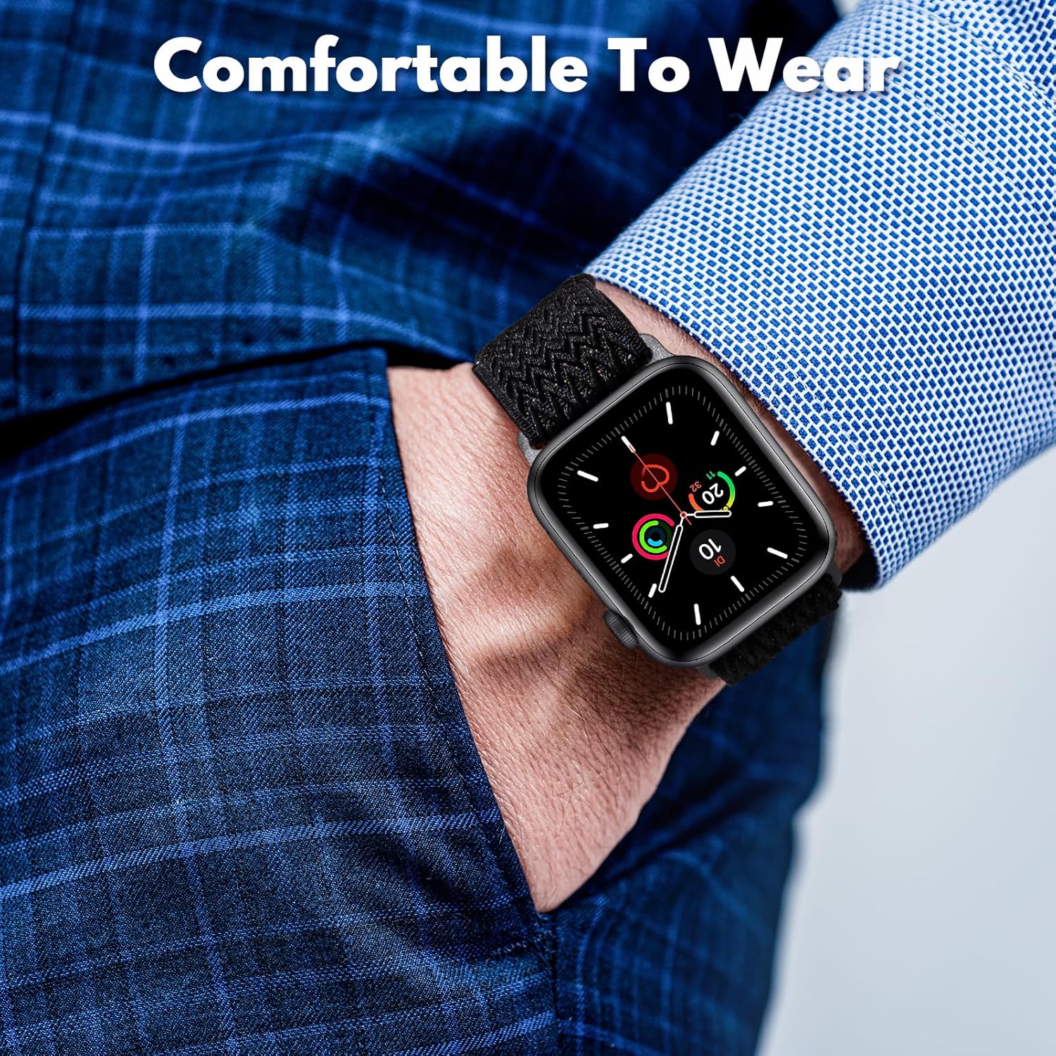 Correas elásticas ajustables para iWatch Series 8, 7, 6, 5, 4, 3, 2, 1, SE Ultra de 1.496 in, 1.575 in, 1.614 in, 1.654 in, 1.732 in, 1.772 in,