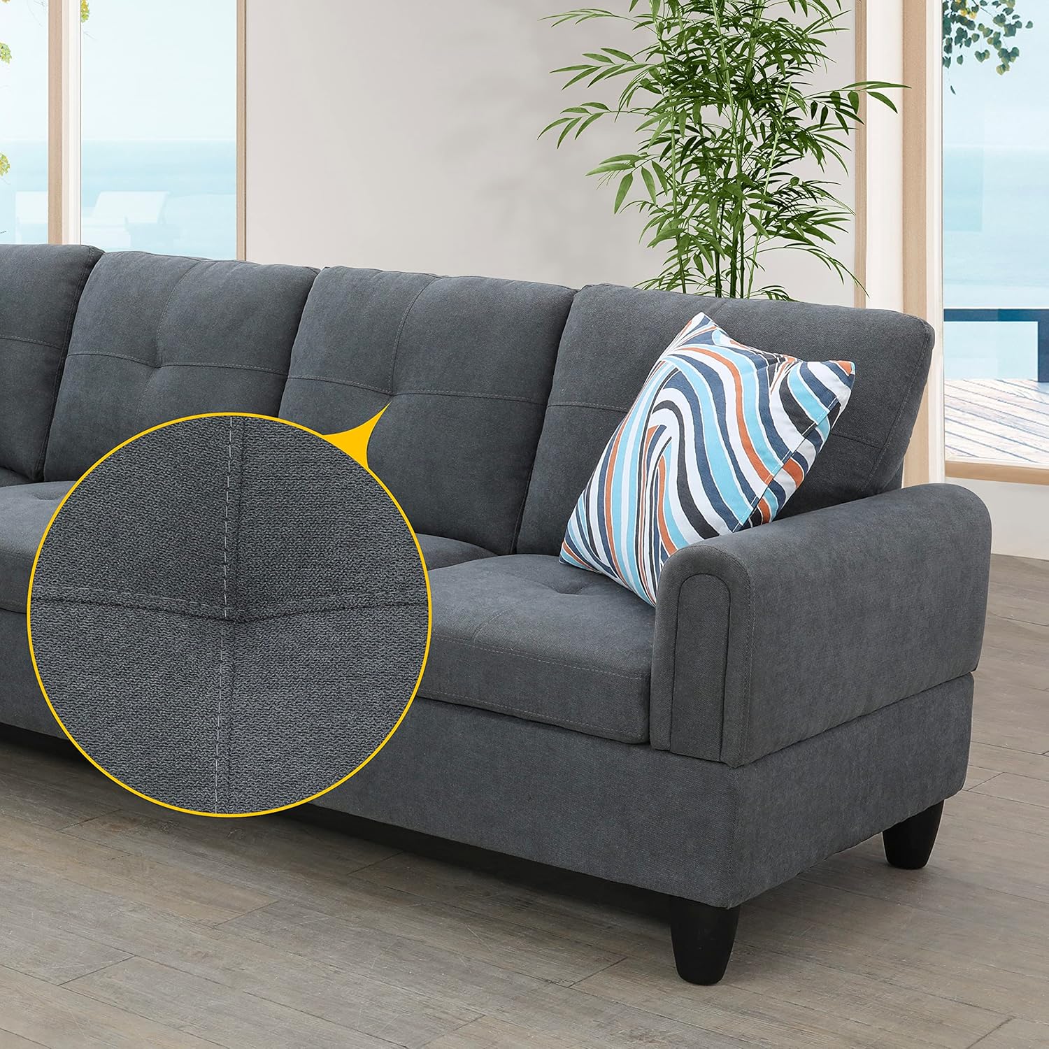 Star Home Living Maryland – Sofá seccional orientado a la izquierda, en forma de L, color gris oscuro