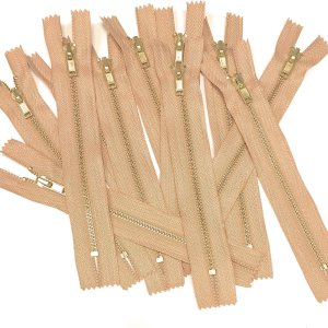 10 cremalleras de dientes de metal dorado de latón (7 pulgadas, NaturaBeige) 10 cremalleras de dientes de metal dorado de latón (7 pulgadas, NaturaBeige)