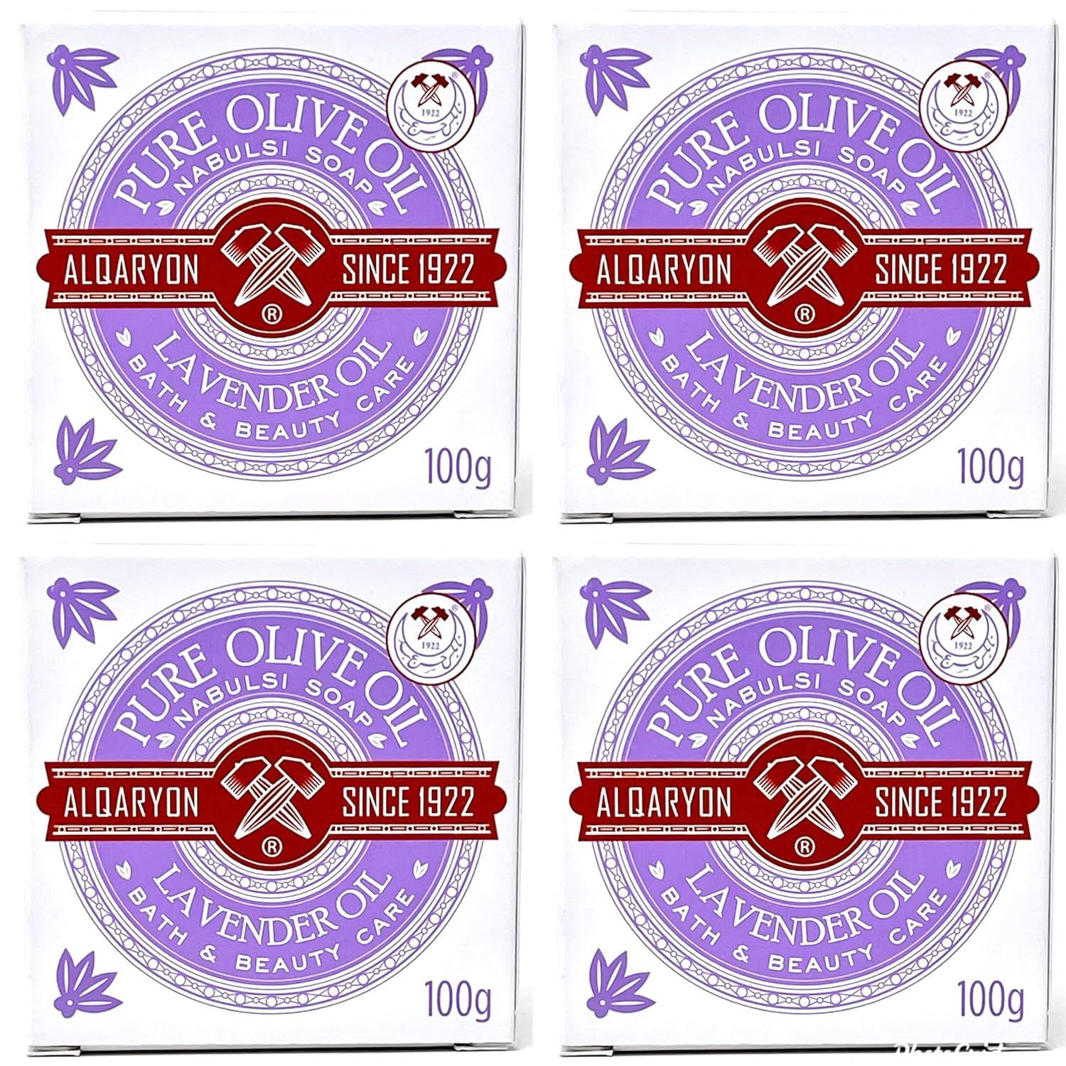 ALQARYON Value Pack Aceite de Lavanda Aceite de Oliva Puro Nabulsi Jabón 100gX12 Barras Curvas, Baño y Cuidado de Belleza
