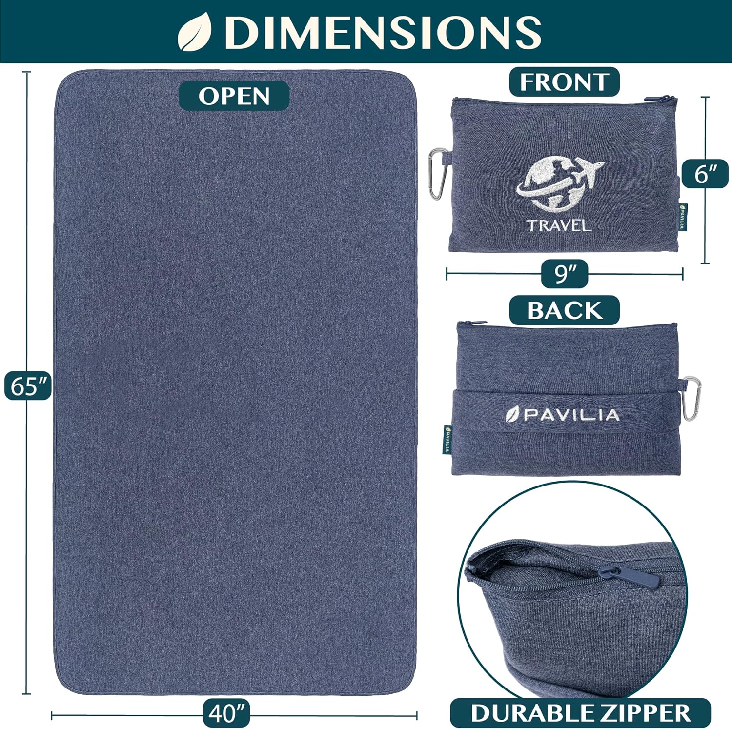 PAVILIA Manta y almohada de viaje suave y compacta, manta plegable de avión en bolsa, juego de manta de vuelo portátil ligera con correa de