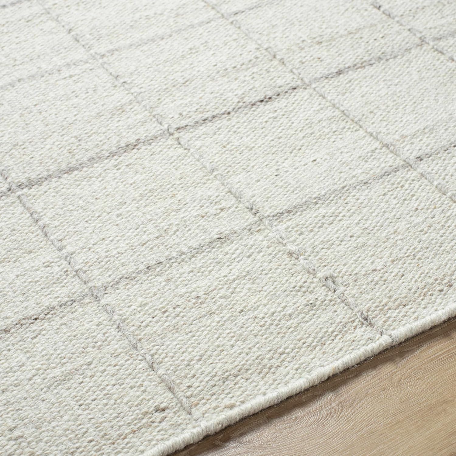 Hauteloom Nissa – Alfombra de lana para sala de estar, dormitorio, cuadrados, geométricos, cuadrados, color gris, 5 x 7 pies 6 pulgadas