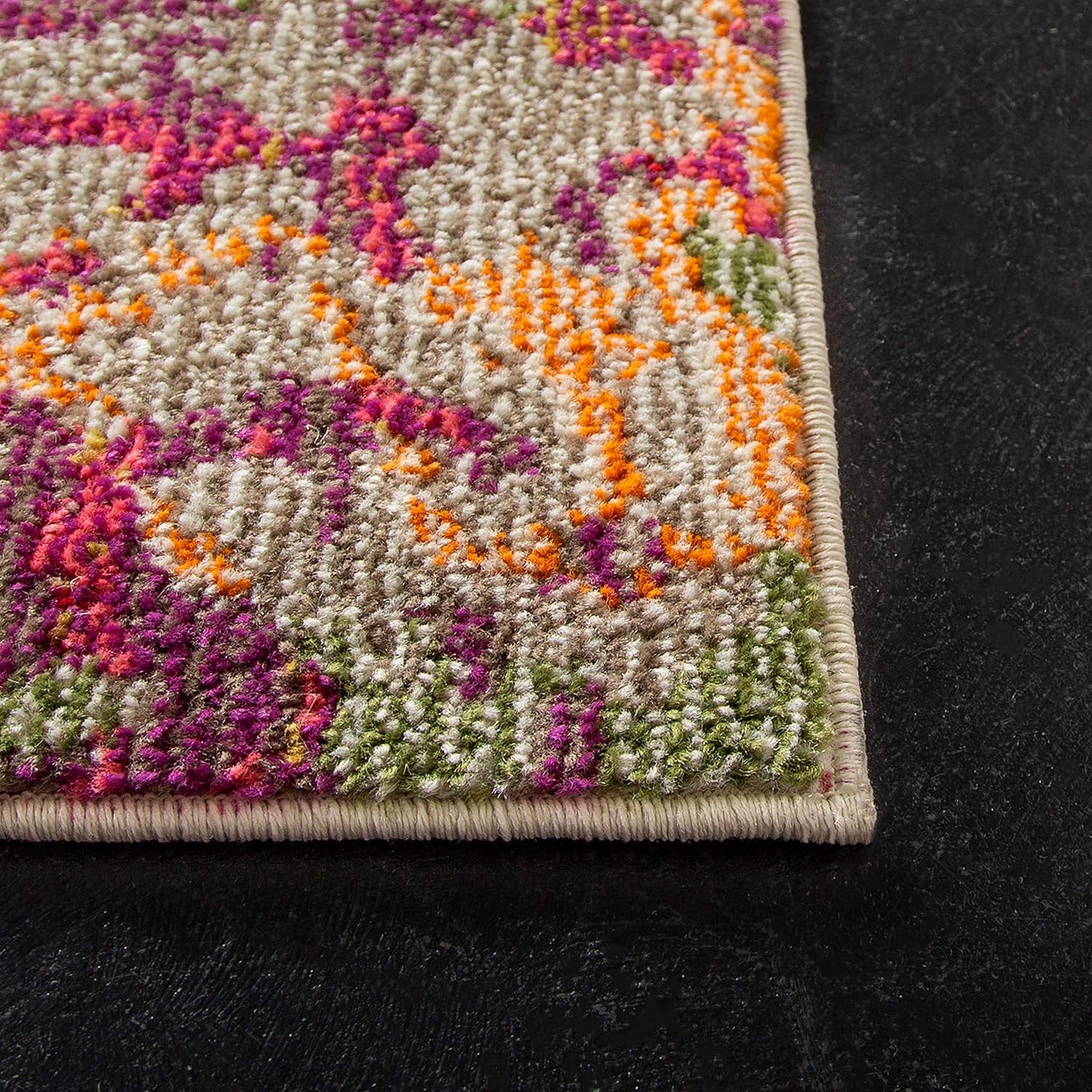 SAFAVIEH Madison Collection – Alfombra cuadrada de 3 pies, color marfil y multicolor, diseño bohemio abstracto envejecido, no desprende pelusa y de