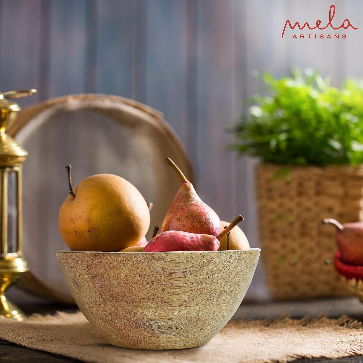 Mela Artisans Ensaladera pequeña de madera de 6 pulgadas, cuenco para servir frutas, cereales, aperitivos y mezcla, cuencos decorativos para cocina