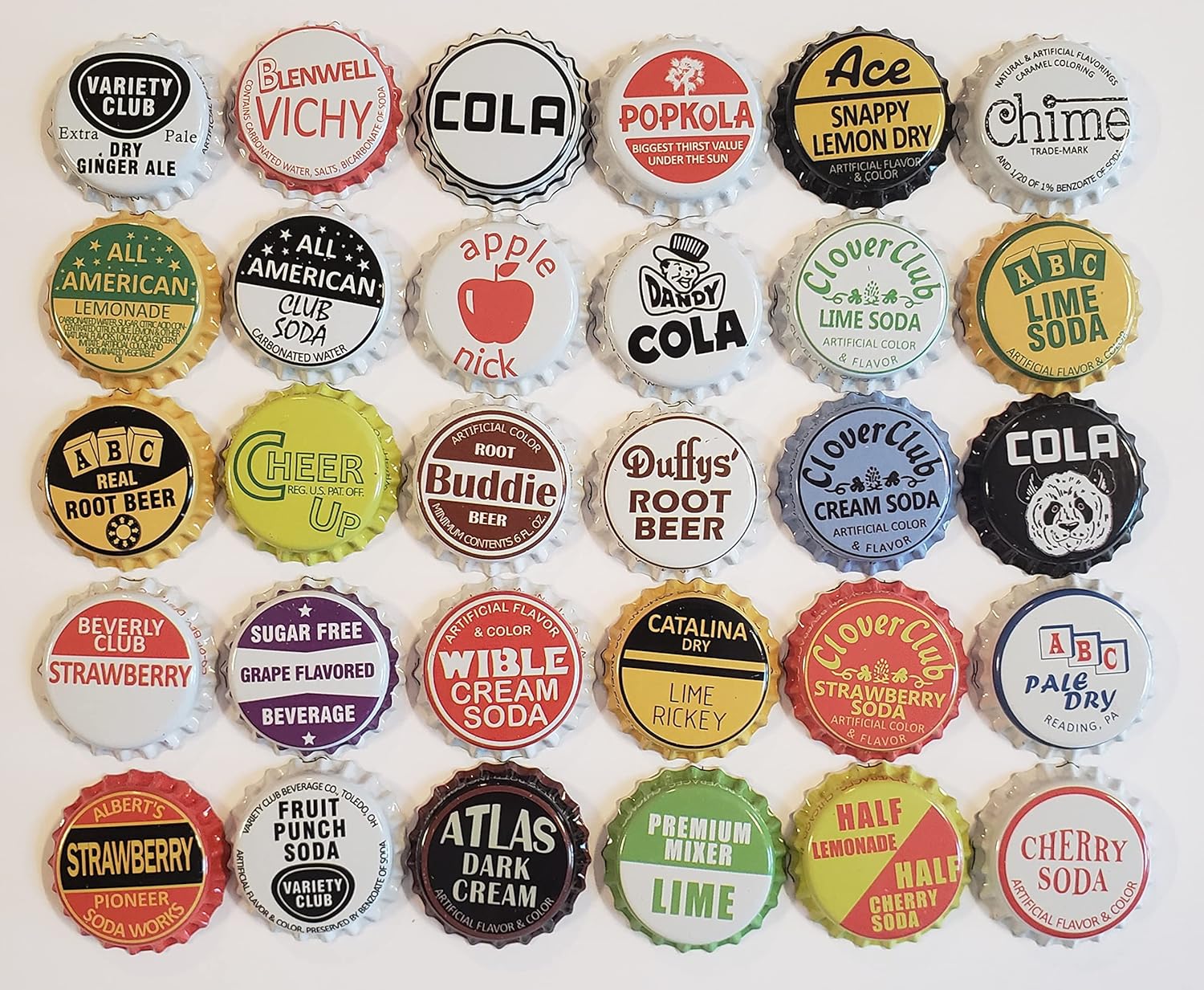 500 tapas para botellas de soda, mezcla aleatoria, Vintage Classic Brands Soda Pop surtido múltiple de 1.25 pulgadas (1.250 in)