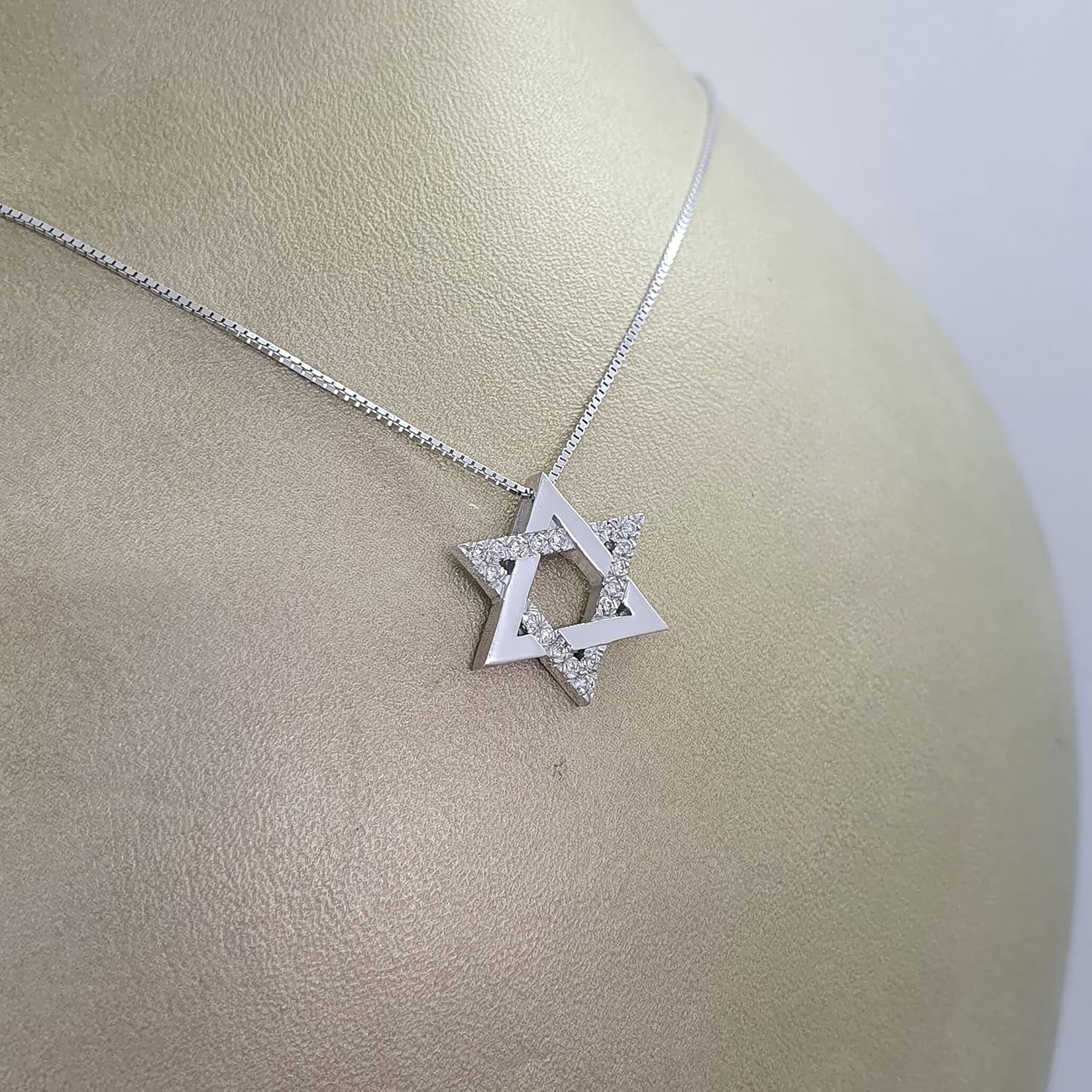 18k White Gold Diamond Star of David Necklace, Rhodium Plated,Gold Necklace For Women, Simple Minimalist Jewelry, Gift for Her, Gold Jewelry,
