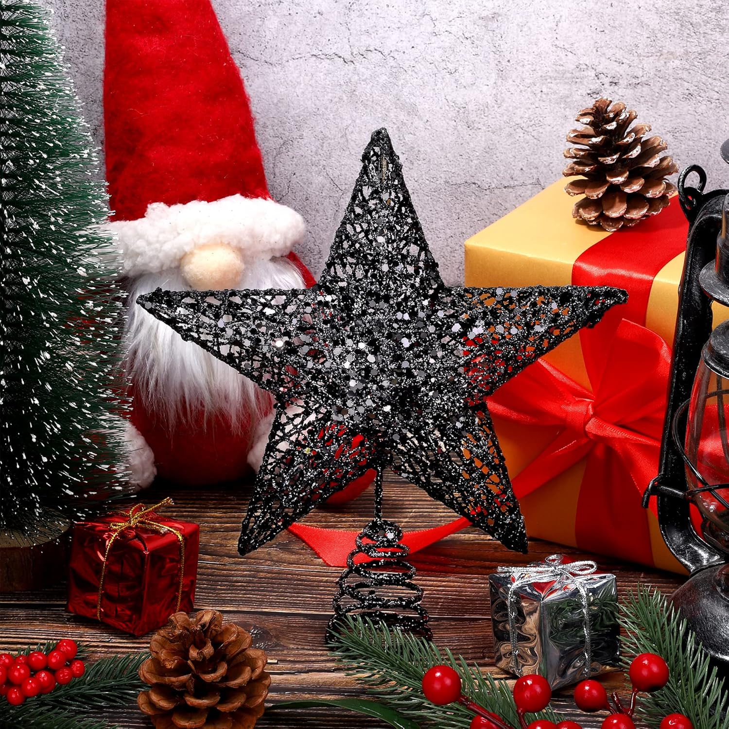 URATOT Decoración de árbol de Navidad con purpurina de metal para decoración del hogar