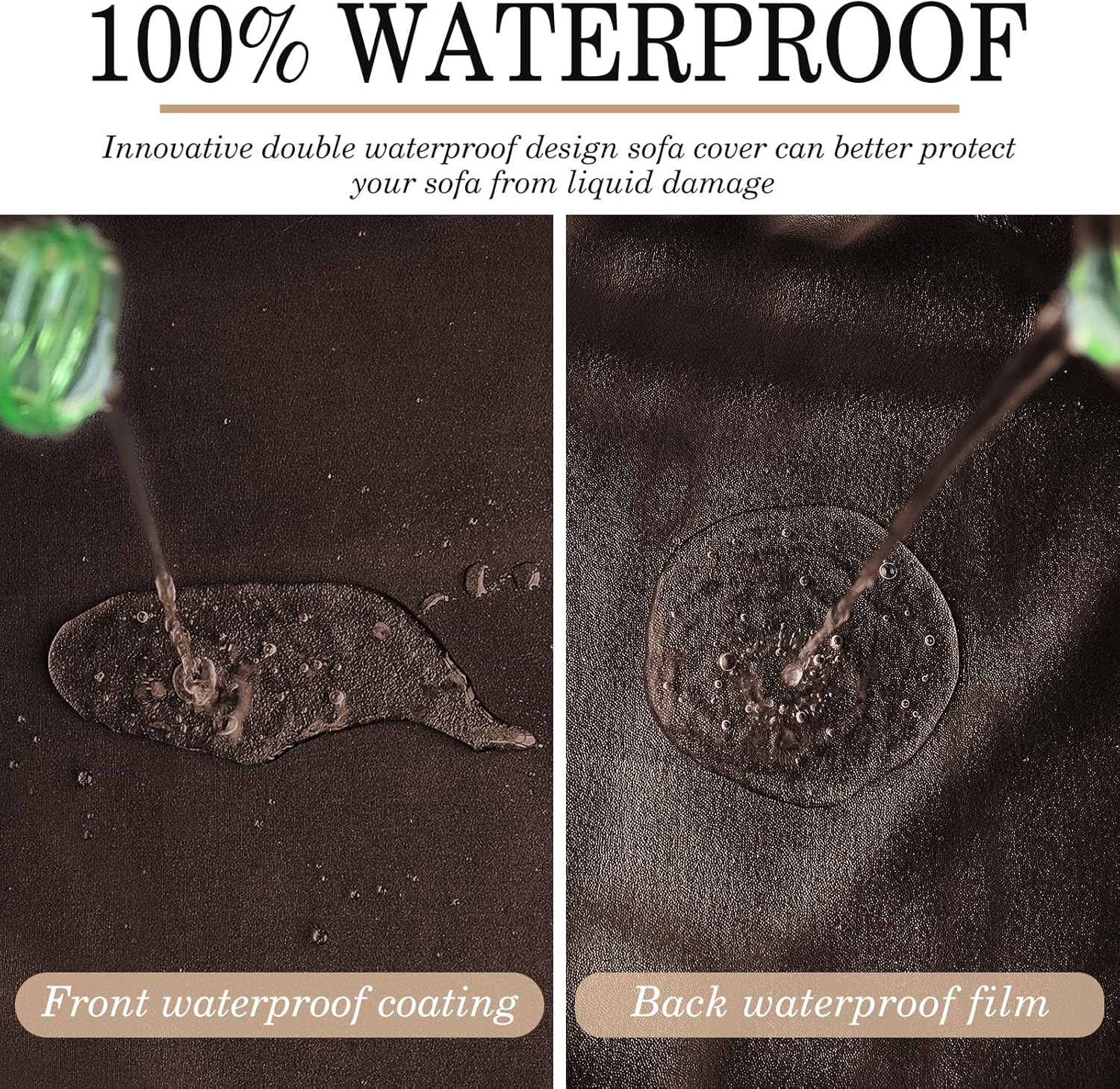 Funda 100% impermeable para sofá de 3 plazas, funda elástica para sofá Chesterfield para mascotas y perros, fundas lavables de 4 piezas para sofá de
