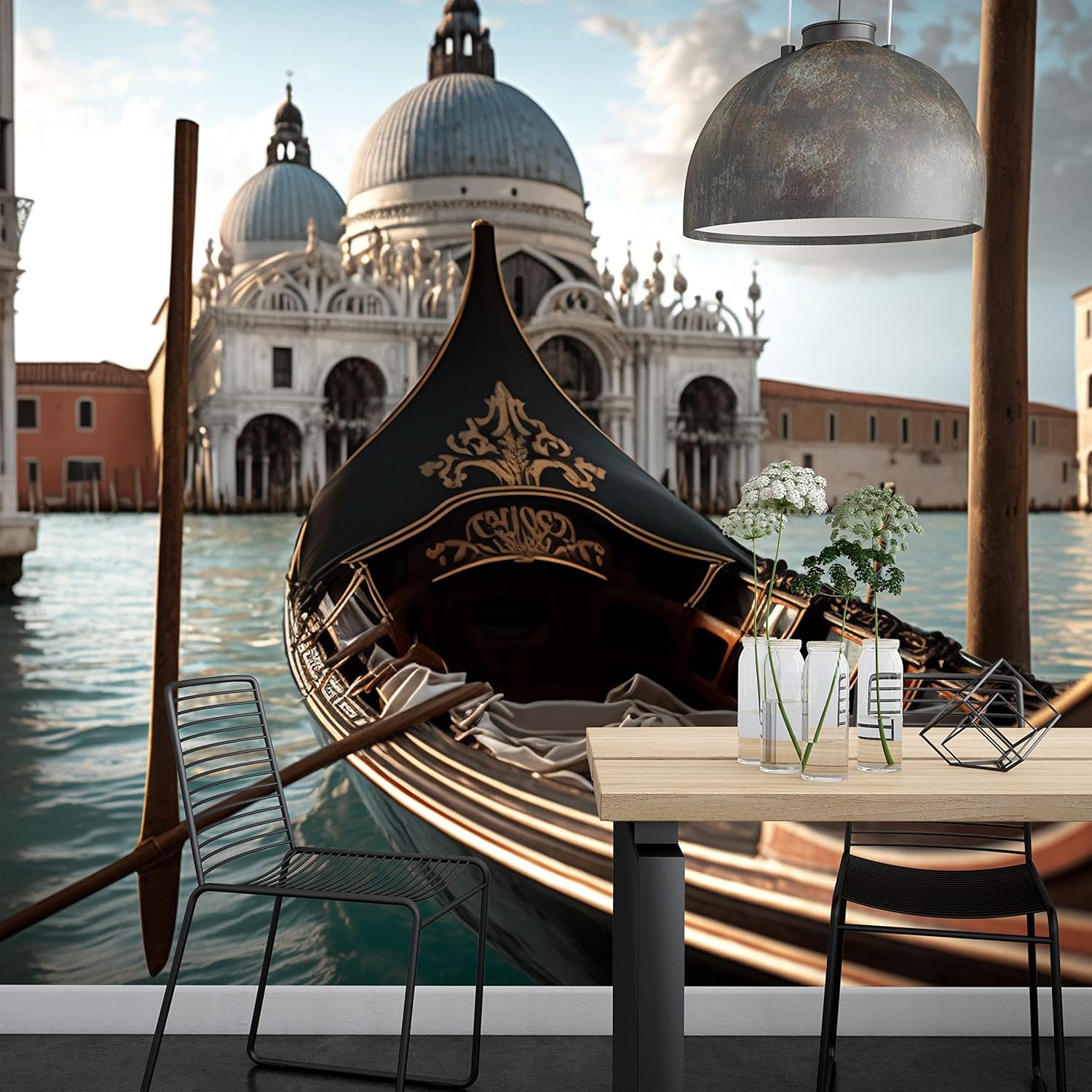 Papel tapiz con vista de góndola del canal de Venecia de Italia, arte mural de pared grande para dormitorio, oficina y sala de estar, papel adhesivo
