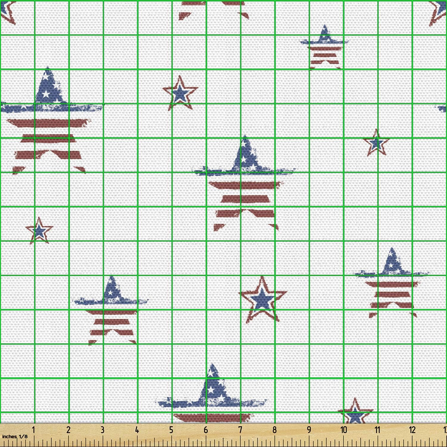 Ambesonne The Yard, tela del 4 de julio, diseño de la antigua gloria de la bandera estadounidense con patrón de estrellas y rayas, imagen