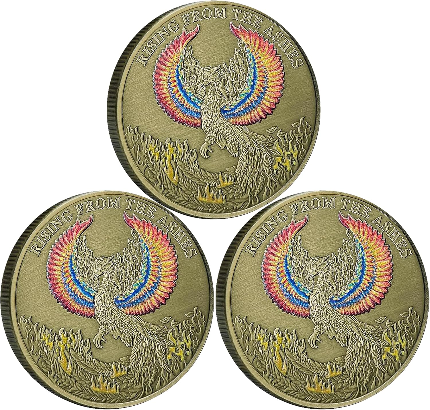 Phoenix Rising Lucky Coin Serenity Prayer Sobriety Coin Regalos sobrios para hombres o mujeres, Medallón AA de recuperación de adicciones (paquete