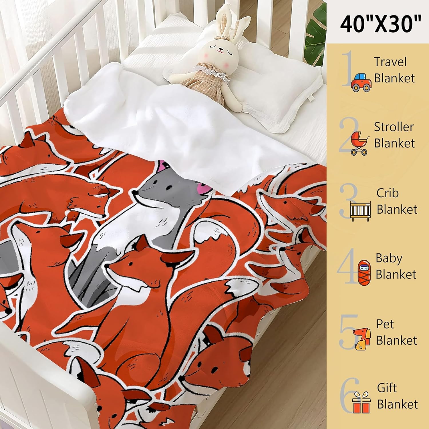 Foxes – Manta de regalo para mujeres, niños, manta de zorro gris, suave y cómoda, para amantes de los animales, regalos de zorros, mantas de franela