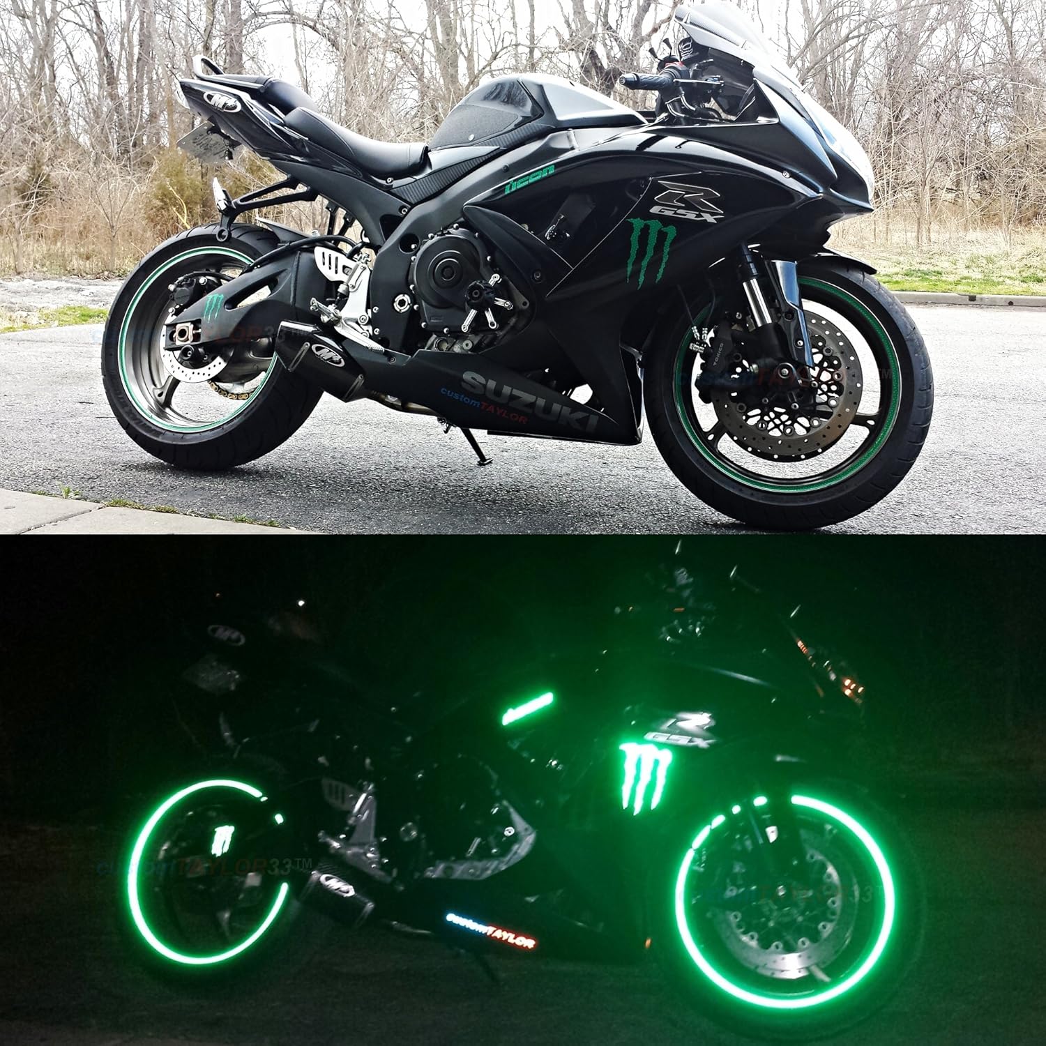 customTAYLOR33 VERDE cinta reflactante de alta intensidad de seguridad para rins, roja (debe seleccionar el tamaño de rin)